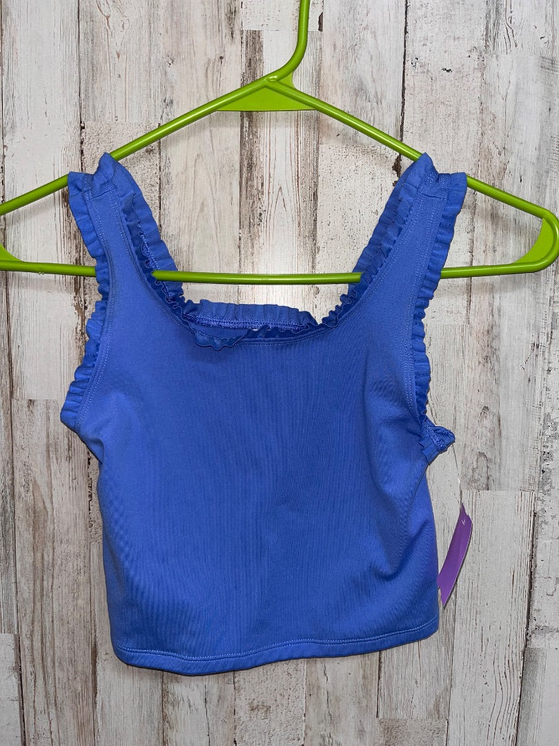 BLUE YOGALICIOUS RUFFLE TRIM TANK CROP, GIRL 10