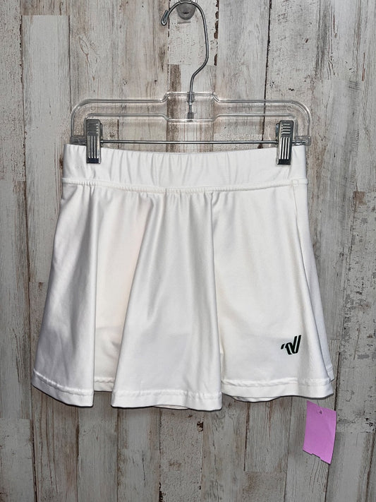 WHITE WITH GREEN LOGO VARSITY DRY FIT SKORT, GIRL 10