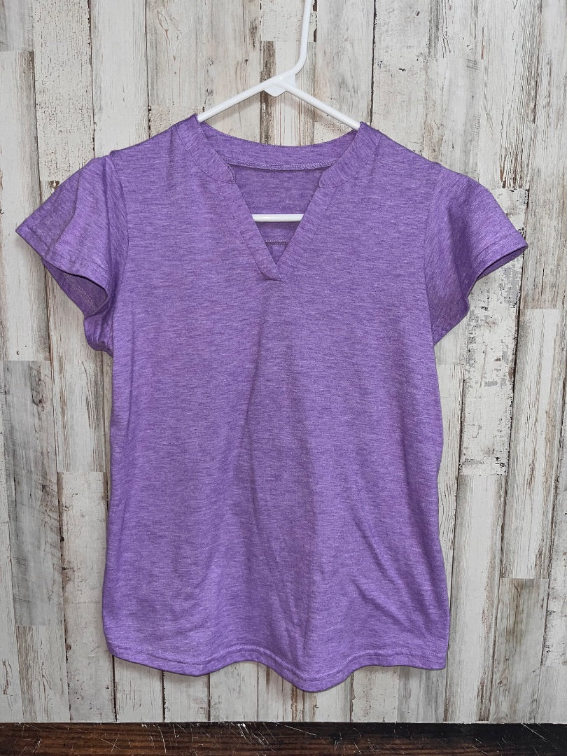 PURPLE SHEIN V NECK HEATHERED TEE, GIRL 12/14