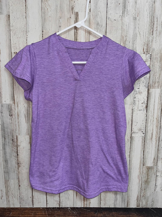 PURPLE SHEIN V NECK HEATHERED TEE, GIRL 12/14