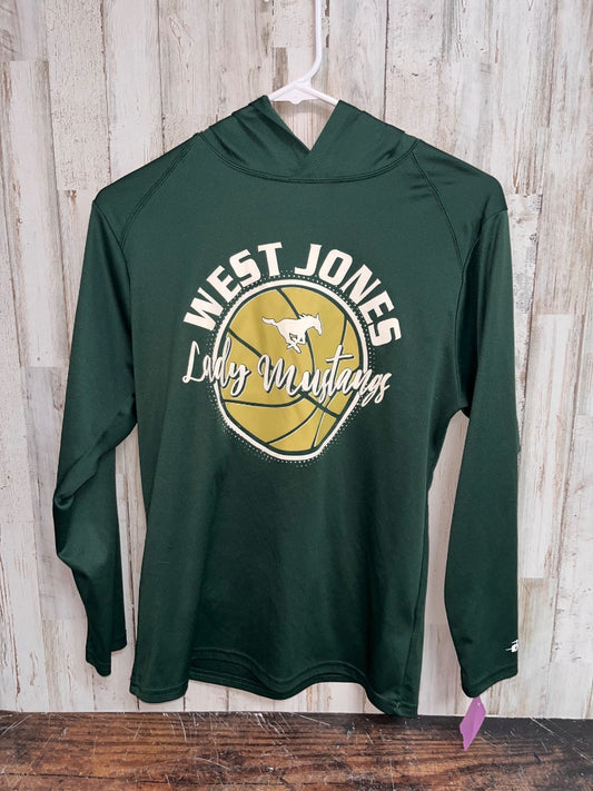 GREEN BADGER LADY MUSTANGS BASKETBALL HOODIE, GIRL 12