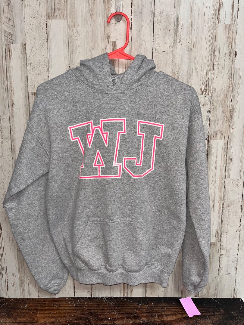 GREY/PINK GILDAN WJ HOODIE, GIRL 12/14