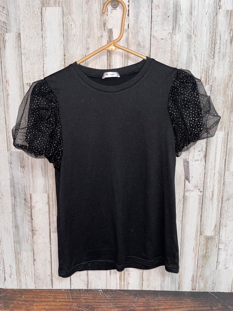 BLACK/GOLD ARSHINER SHEER SLEEVE TOP, GIRL 14/16