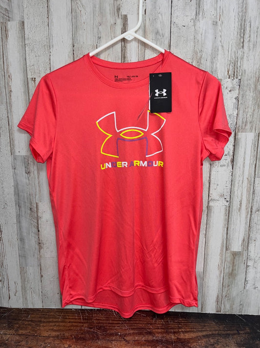 CORAL UNDER ARMOUR NEW LOGO DRY FIT TEE, GIRL 16/18