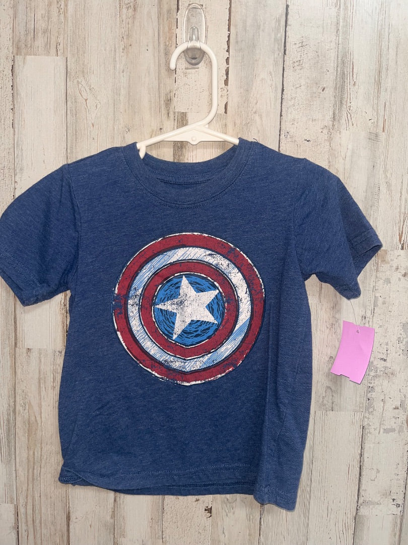 BLUE MARVEL CAPT AMERICA TEE, BOY 3T