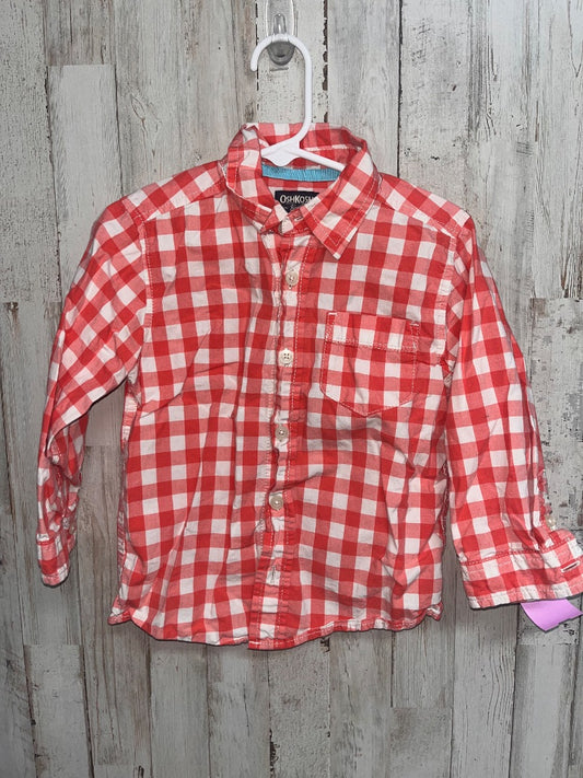 RED OSH KOSH GINGHAM BUTTON UP, BOY 3T