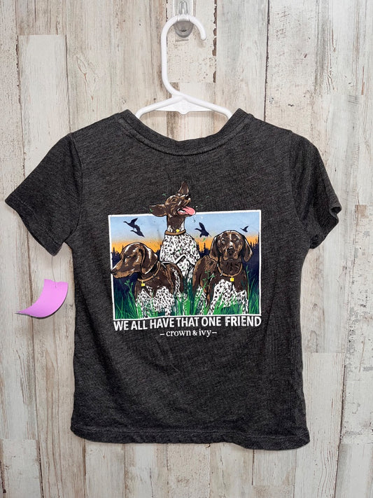 DARK GREY CROWN & IVY PUPPY TEE, BOY 3T