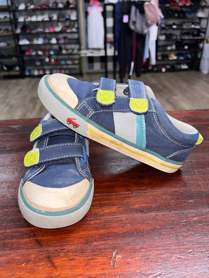 LIME/NAVY SEE KAI RUN VELCRO STRAP SHOES, SHOES 12