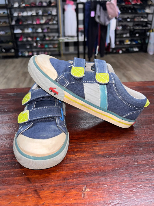 LIME/NAVY SEE KAI RUN VELCRO STRAP SHOES, SHOES 12