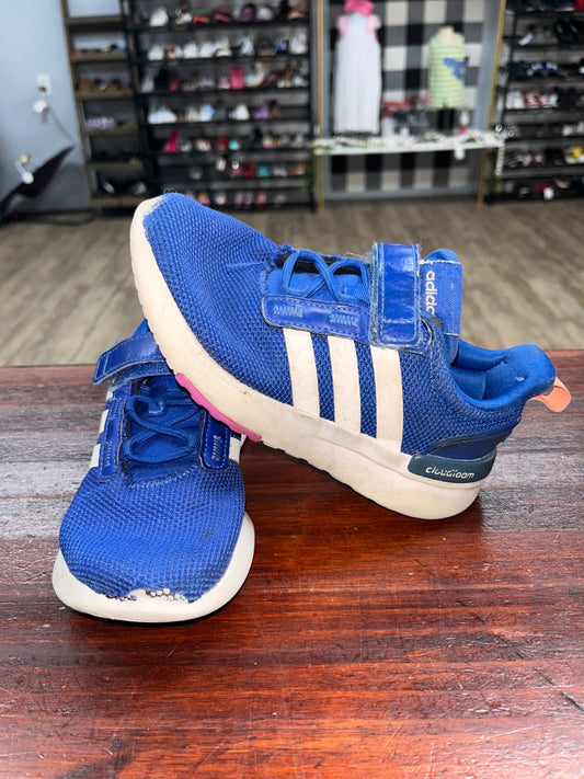 BLUE ADIDAS VELCRO STRAP SNEAKERS, SHOES 13.5