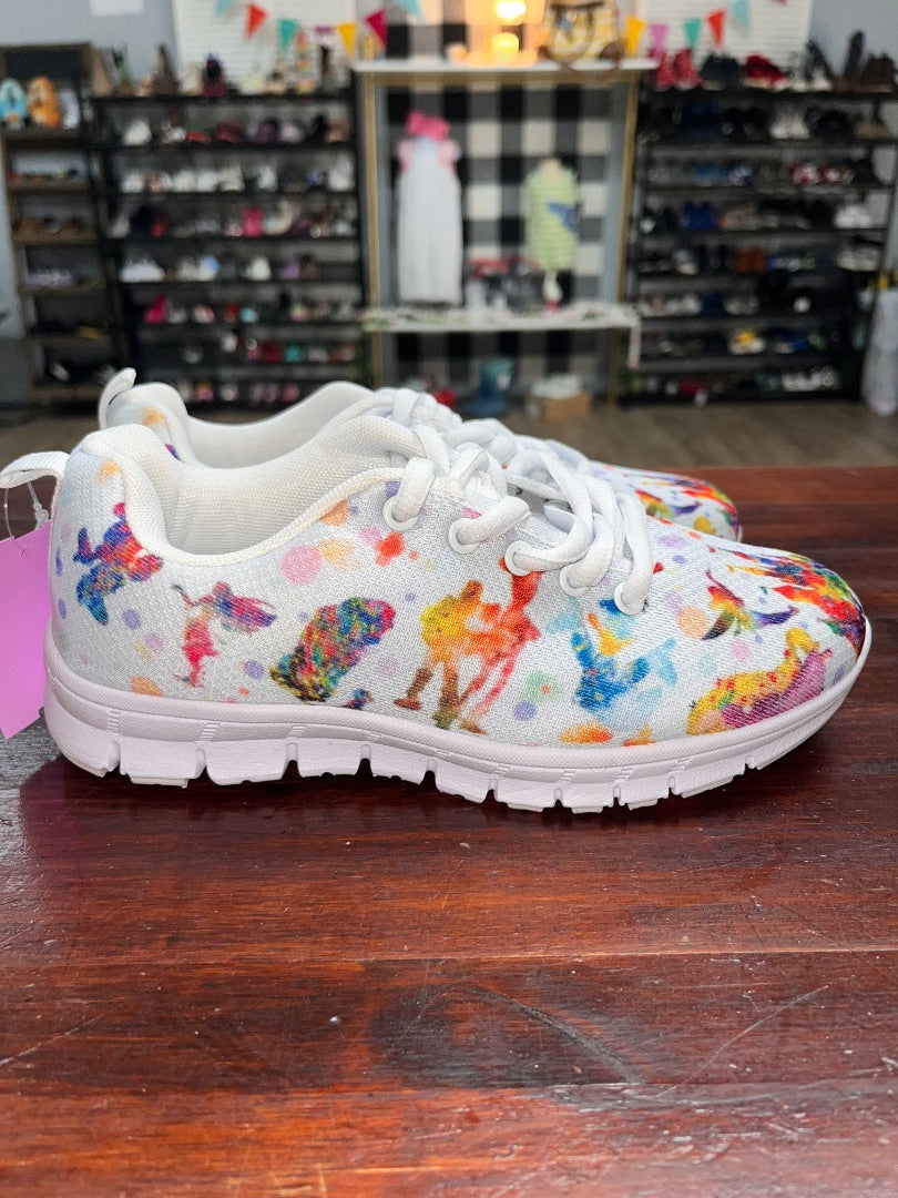 WHITE PIXIE KIX DISNEY WATERCOLOR PRINT SNEAKERS, SHOES Y3
