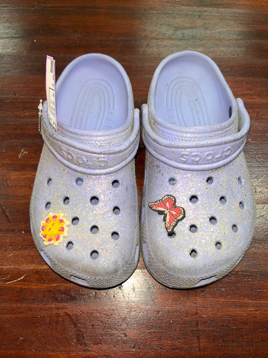 PURPLE CROCS GLITTER RUBBER SHOES, SHOES Y3