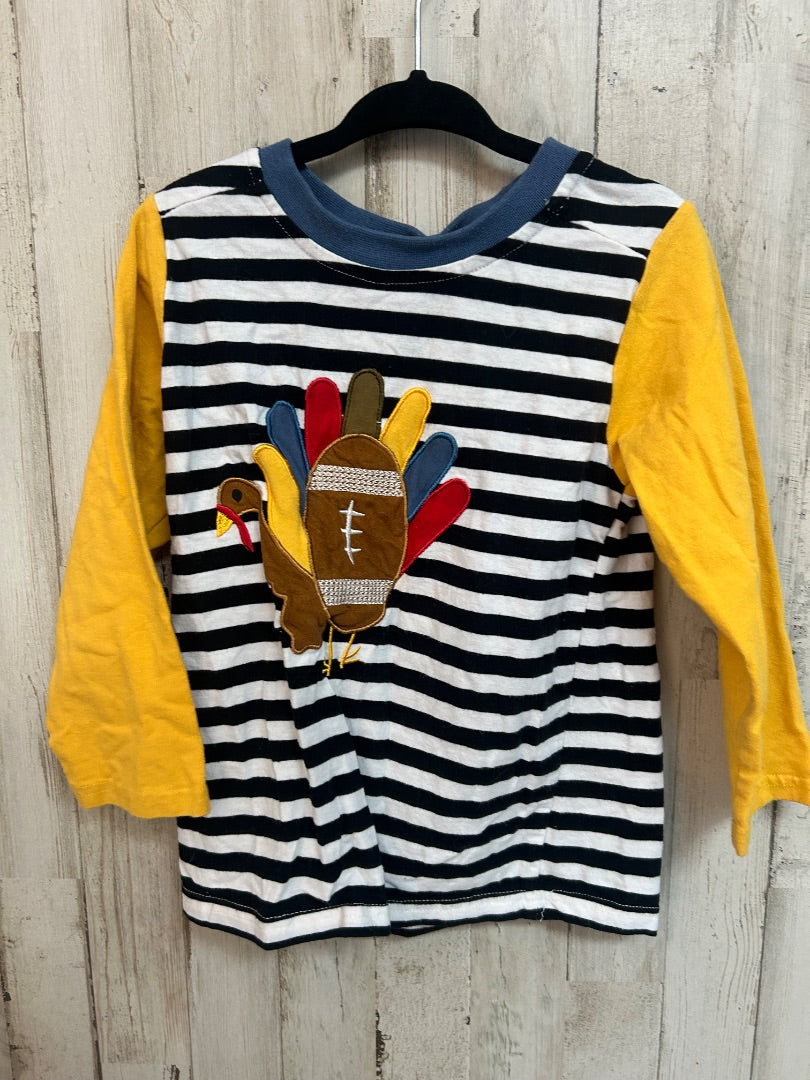 BLACK/YELLOW BOUTIQUE TURKEY STRIPE TOP, BOYS 4T