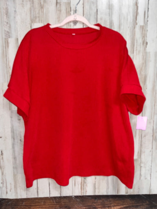 RED  RIBBED TOP, LADIES L