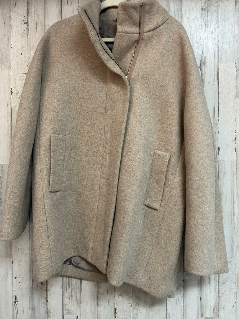 BEIGE J CREW SZ14 ZIP COAT, LADIES XL