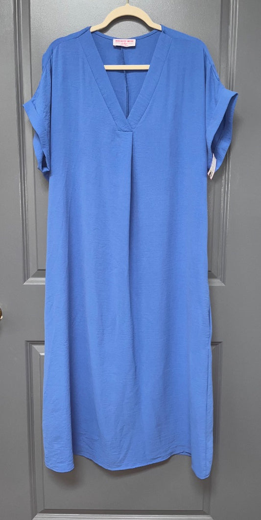 BLUE DISCOUNT DIVAS TEXTURE CUFF SLEEVE MAXI, LADIES 2X