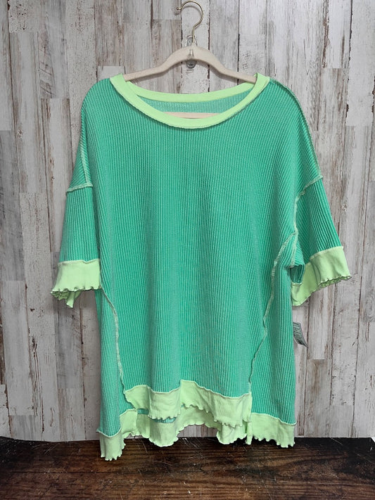 BRIGHT GREEN  RIBBED RAW EDGE TOP, LADIES XL