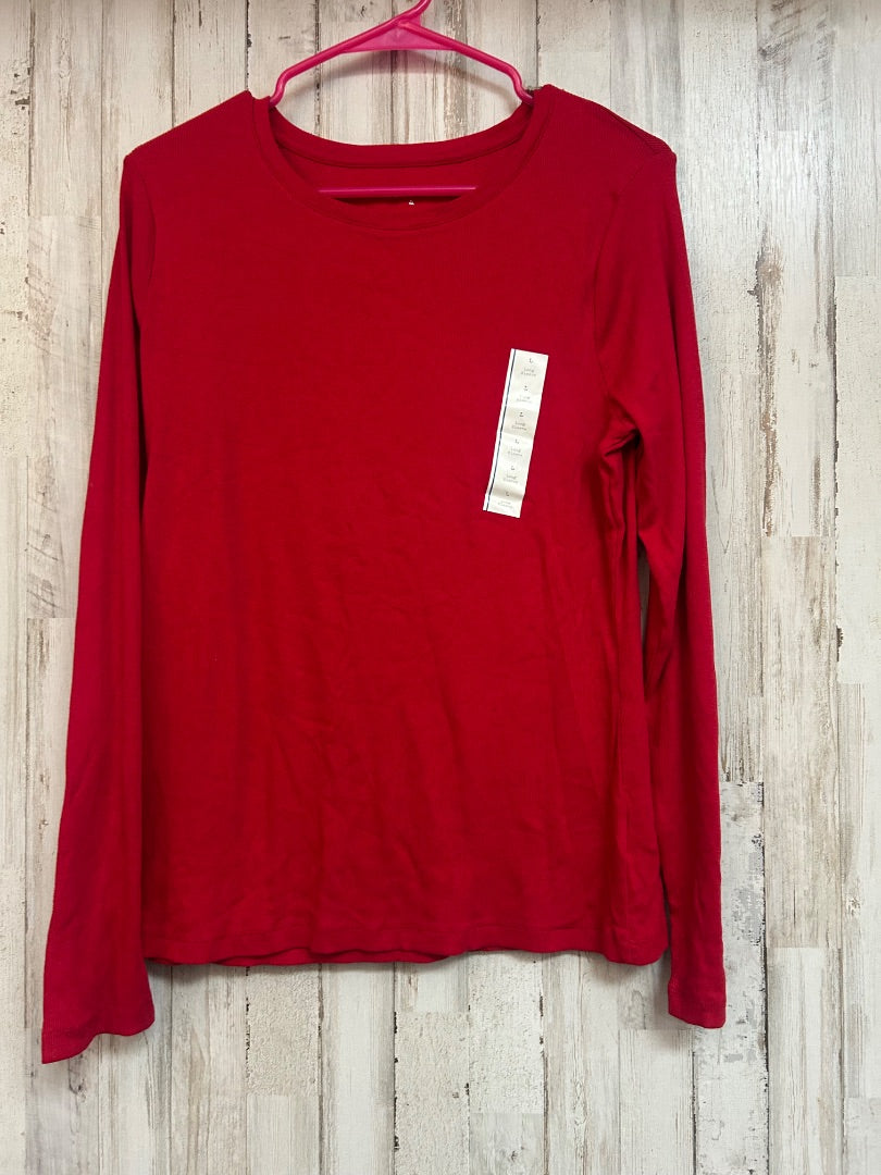 RED A NEW DAY RIBBED LONG SLEEVE, LADIES L