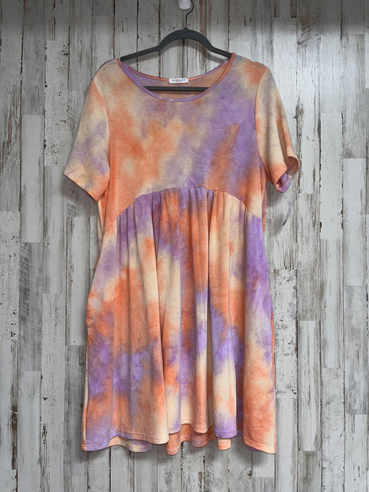 ORANGE/PURPLE CHICSOUL DYE COTTON BABY DOLL DRESS, LADIES 3X