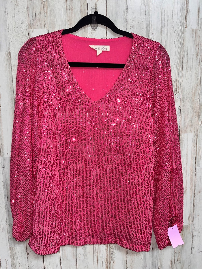 HOT PINK VINE & LOVE SEQUIN TOP, LADIES S