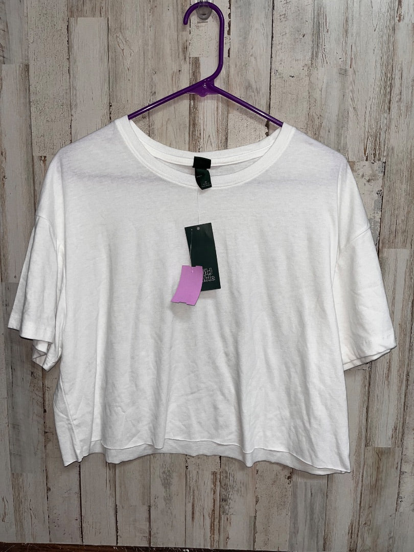WHITE WILD FABLE NEW COTTON CROP TEE, LADIES M