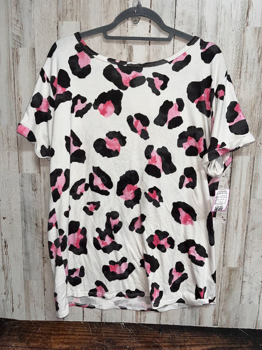 WHITE/PINK FIRST LOVE CHEETAH KNIT TOP, LADIES L