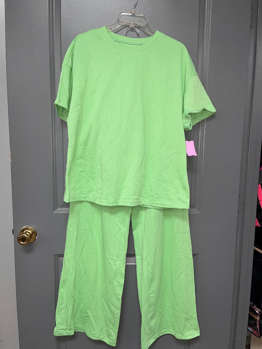 BRIGHT GREEN  2PC COTTON SET, LADIES L