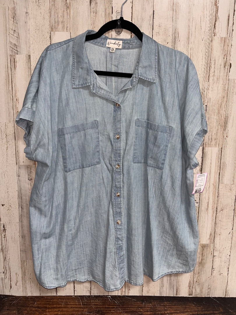 DENIM WONDERLY CHAMBRAY BUTTON UP, LADIES 2X
