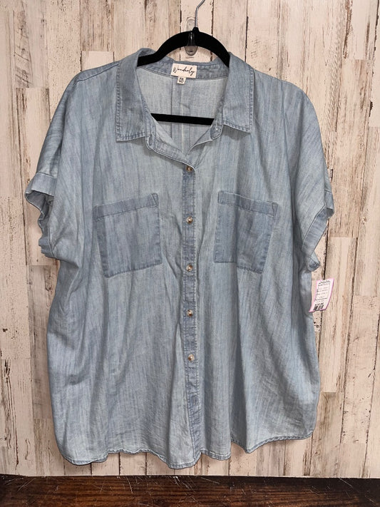 DENIM WONDERLY CHAMBRAY BUTTON UP, LADIES 2X
