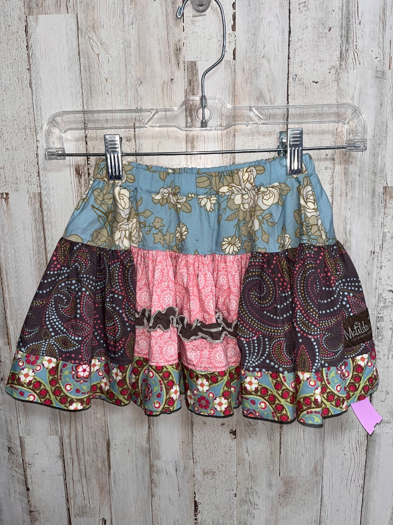 LIGHT BLUE/PINK MATILDA JANE FLOWER/DOT PRINT RUFFLE SKIRT, GIRL 2T