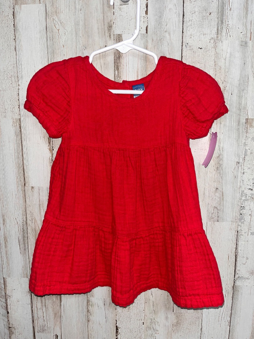 RED OLD NAVY MUSLIN TIER DRESS, GIRL 6-12M