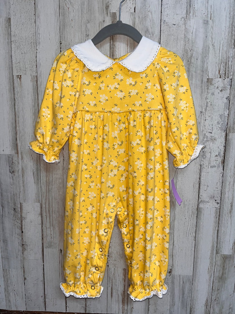 YELLOW SERENDIPITY FLORAL COLLAR ROMPER, GIRL 12M