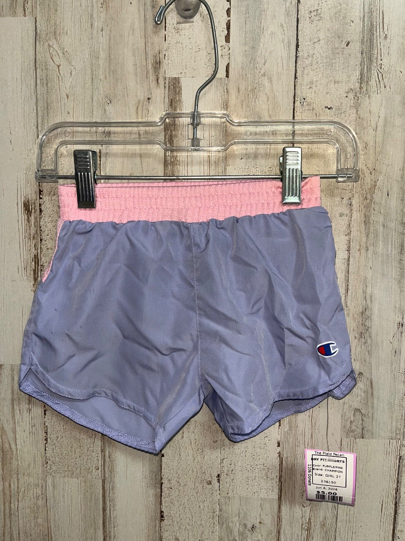 PURPLE/PINK CHAMPION DRY FIT SHORTS, GIRL 2T