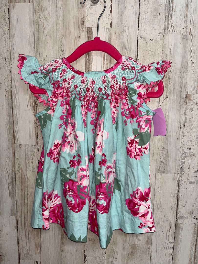 MINT/PINK SMOCKED AUCTIONS FLORAL SMOCKED DRESS, GIRL 2T