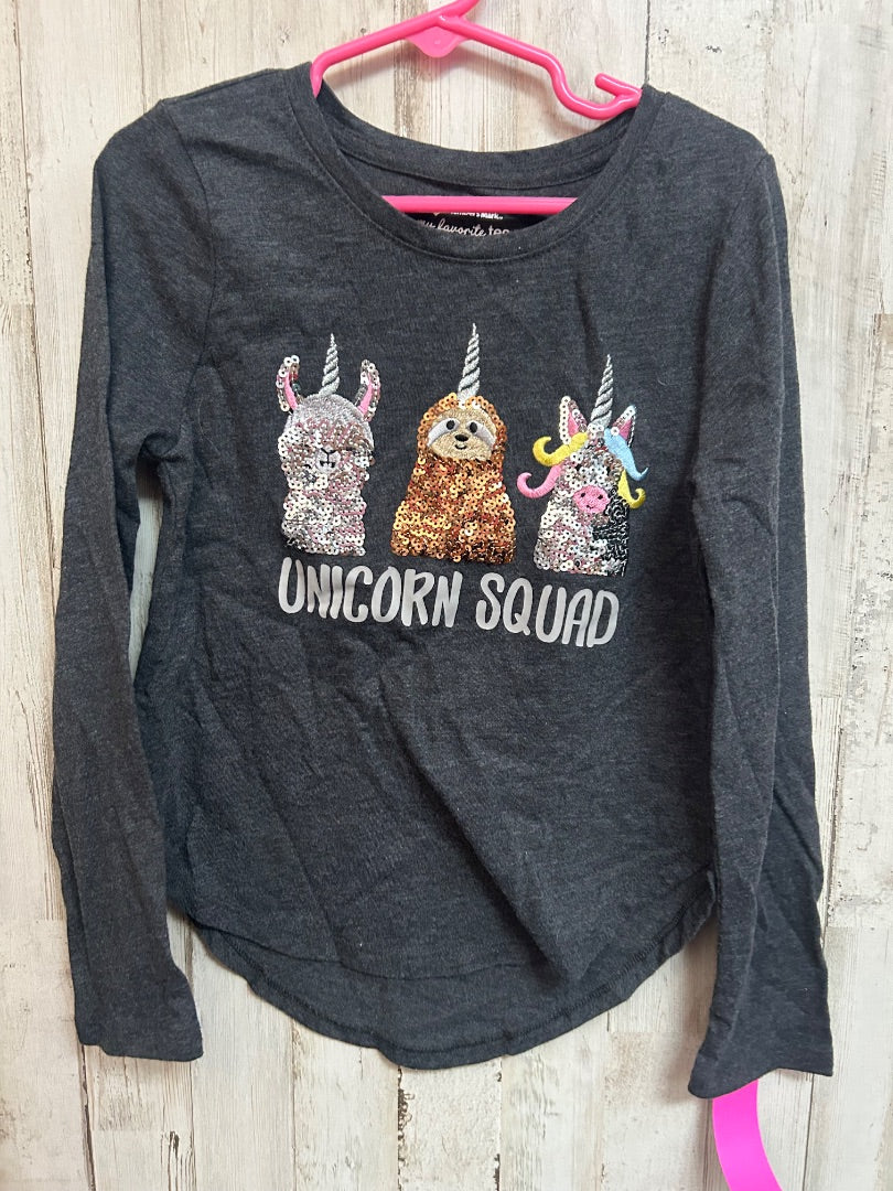 GREY MEMBERS MARK UNICORN SQUAD TEE, GIRL 6