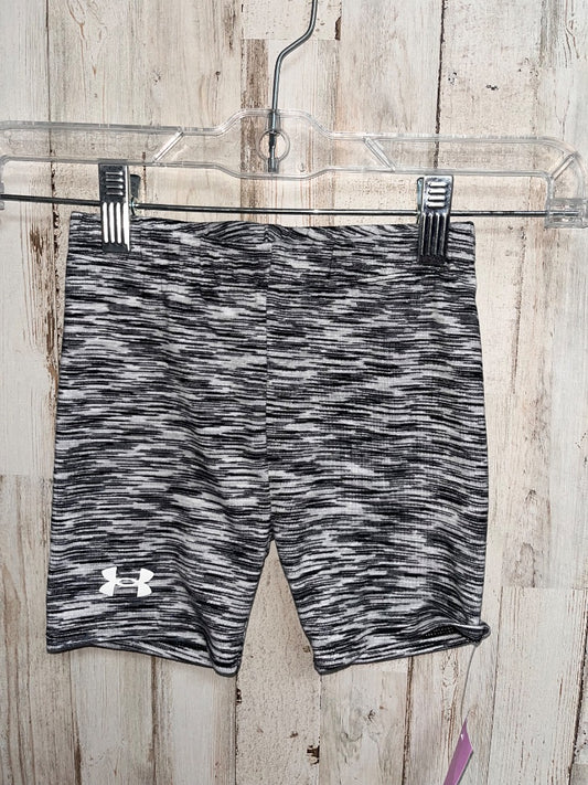 GREY UNDER ARMOUR STRIPE BIKER SHORTS, GIRL 4T