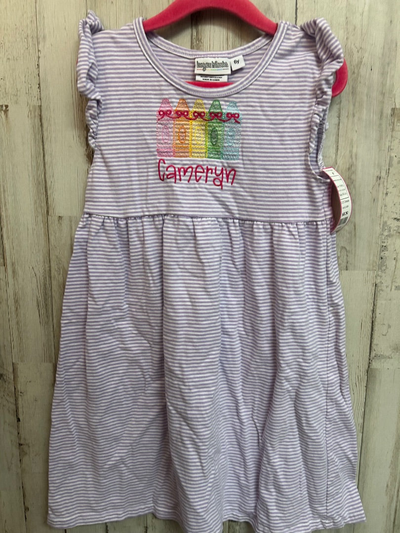 PURPLE BAYOU BLANKES CAMERSYN STRIPE DRESS, GIRLS 6