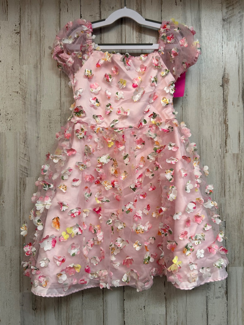 LT PINK RARE EDITIONS FLOWER TULE DRESS, GIRLS 7/8