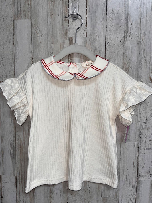 IVORY MATILDA JANE PLAID COLLAR RIBBED TOP, GIRL 4T