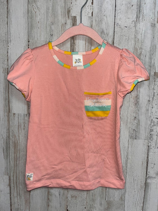 PEACH WILD FLOWERS DAYDREAM BELIEVER POCKET TEE, GIRL 4T