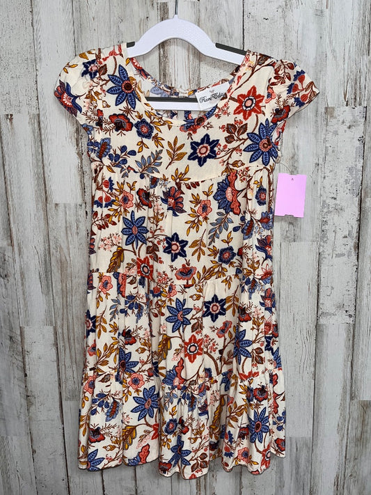 IVORY/BLUE RARE EDITIONS FLORAL TIER DRESS, GIRL 5T