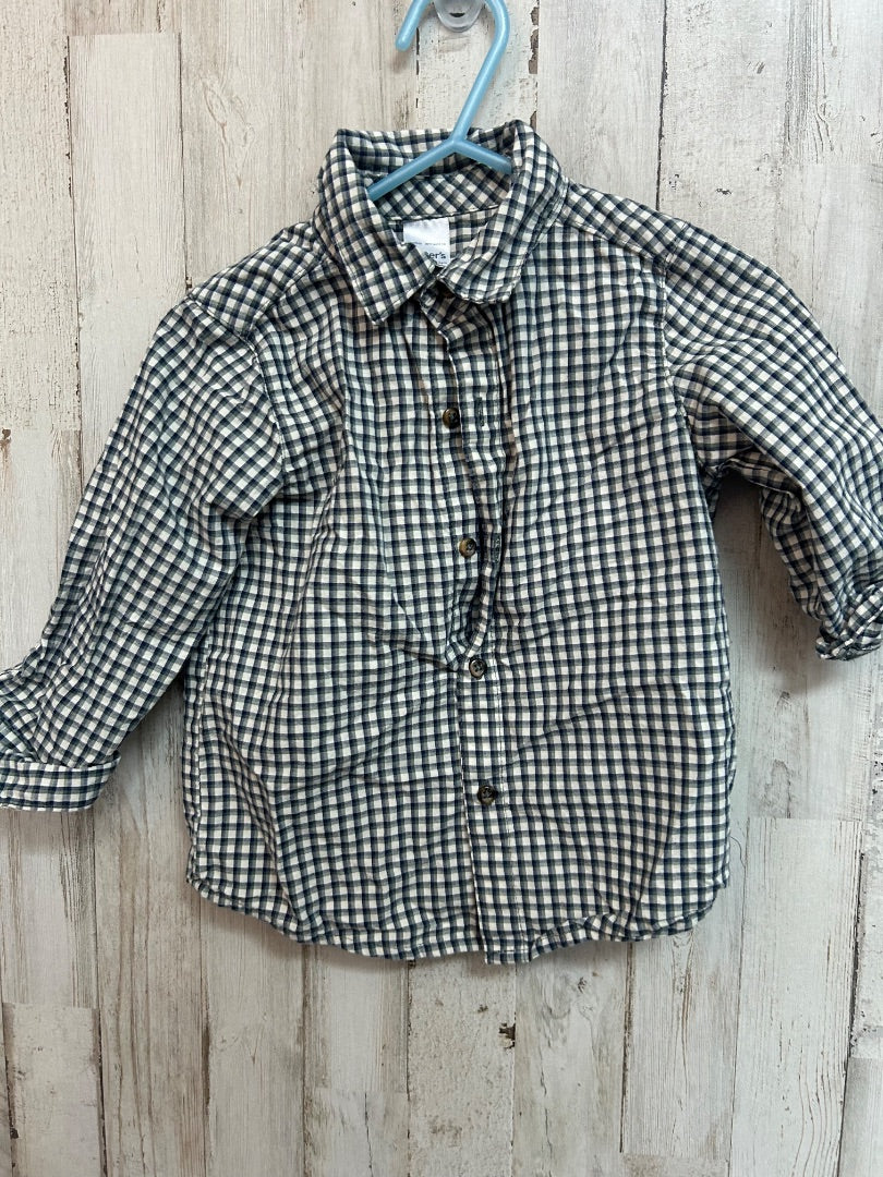 SAGE/NAVY CARTERS PLAID BUTTON UP, BOYS 18M