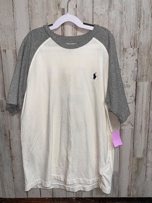 GREY/IVORY RALPH LAUREN LOGO RAGLAN, BOY 10/12