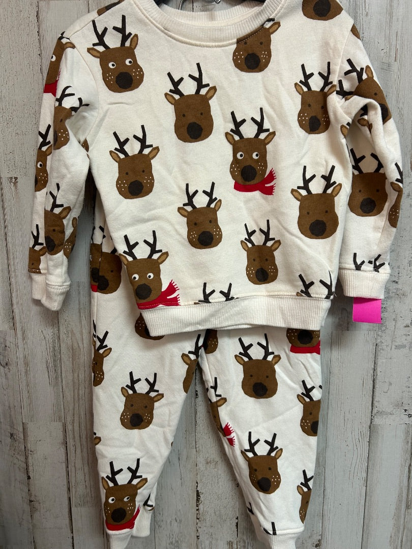 BEIGE HOLIDAY TIME REINDEER SET, BOYS 3T