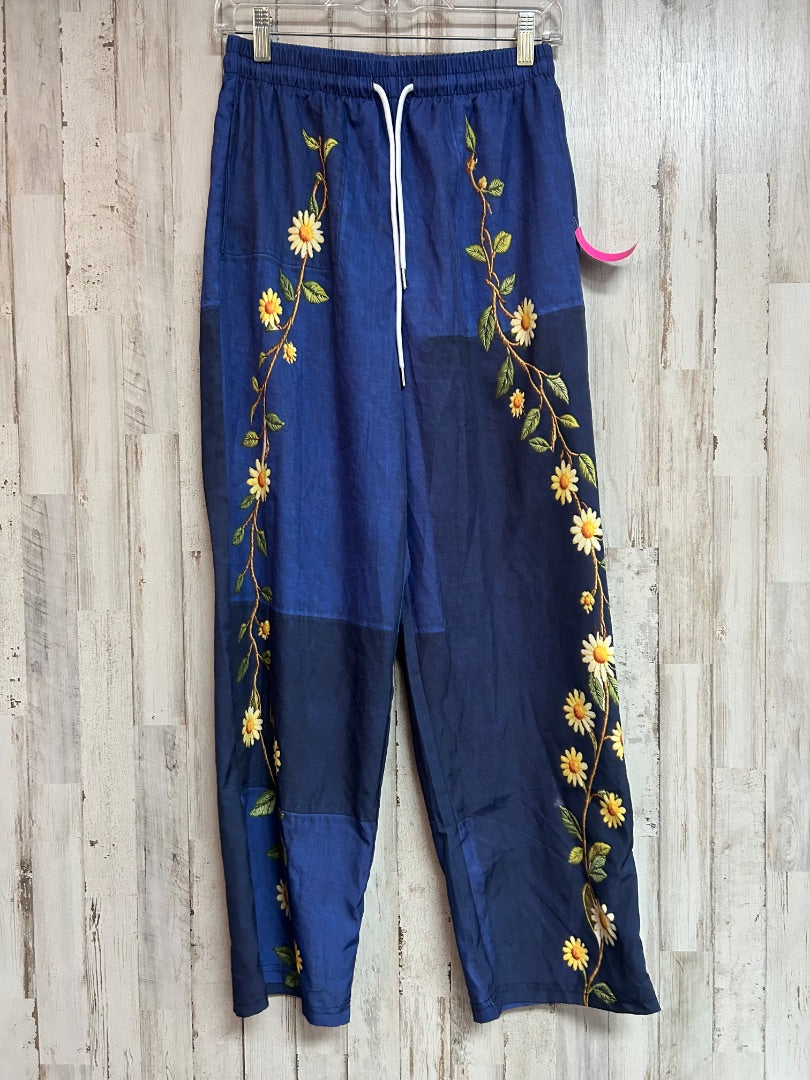 NAVY  FLORAL PULL ON PANT, LADIES M