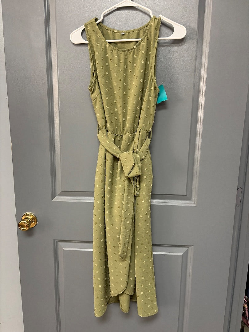 olive  textured wrap dress, LADIES S